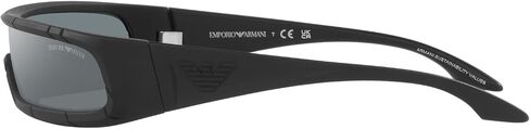 Emporio Armani Men's EA4190U Universal Fit Rectangular Sunglasses, Rubberized Black/Grey Mirrored Black, 36 mm in Saudi Arabia