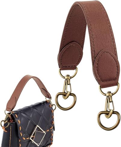 WADORN Short Leather Handbag Handle, 12.6 Inch PU Leather Purse Strap Wide Shoulder Bag Strap Replacement Briefcase Top Handle with Swivel Clasp DIY Purse Making Supplies, Dark Brown in Saudi Arabia