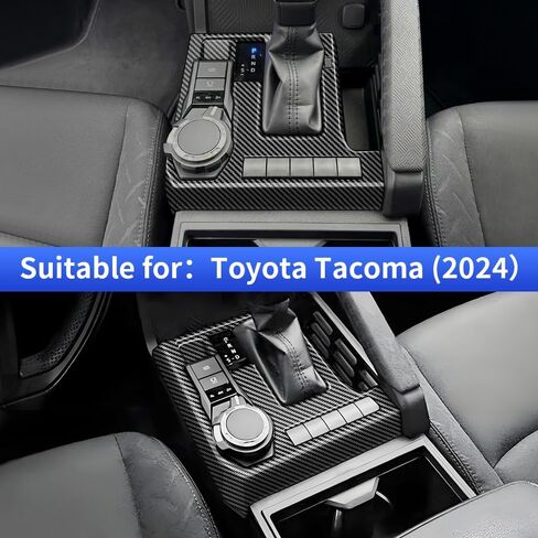 Car Central Control Gear Shift Panel Trim Cover for Toyota Tacoma 2024 2025 Pickup Truck Auto Interior Decorations Accessories Center Console Protection Frame Carbon Fiber Style kit Accessory in Saudi Arabia