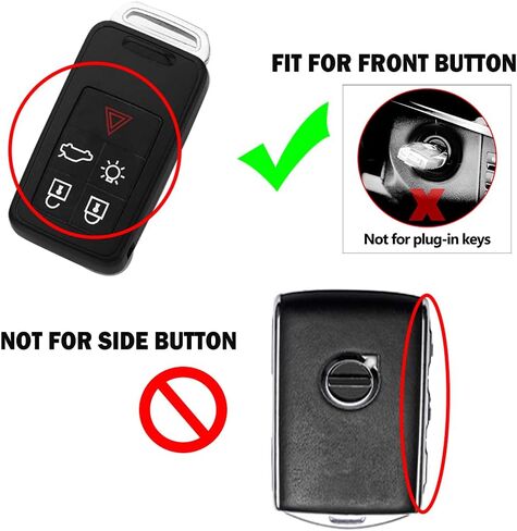 Car Key Fob Cover,Fit for S60 S80 V60 V70 XC60 XC70 Front 5-6 Bottons Key Fob,Smart Car Key Soft TPU Case Protector Key Fob with Alloy Keychain Silver No Plug-In Key Fob in Saudi Arabia