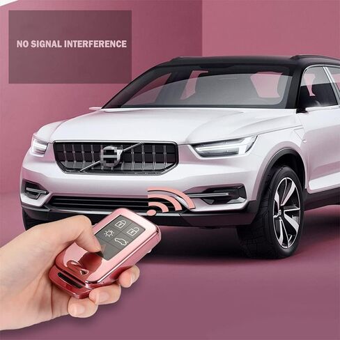 Car Key Fob Cover,Fit for S60 S80 V60 V70 XC60 XC70 Front 5-6 Bottons Key Fob,Smart Car Key Soft TPU Case Protector Key Fob with Alloy Keychain Silver No Plug-In Key Fob in Saudi Arabia