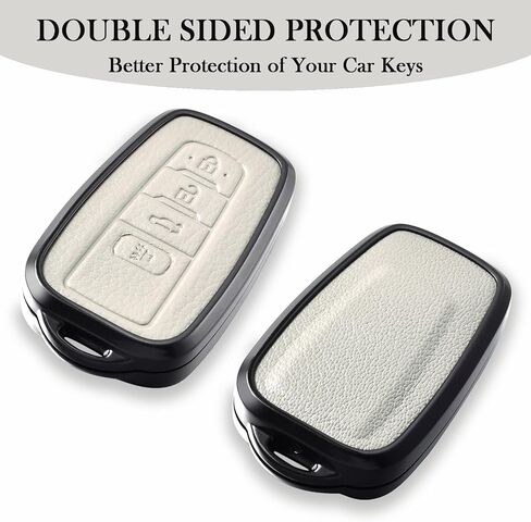 for Toyota Key Fob Cover with Keychain, Genuine Aluminum Alloy and Leather Protection Key Case for 2018-2022 Camry RAV4 Highlander Avalon C-HR Prius Corolla GT86 Smart Key Holder, Gray in Saudi Arabia