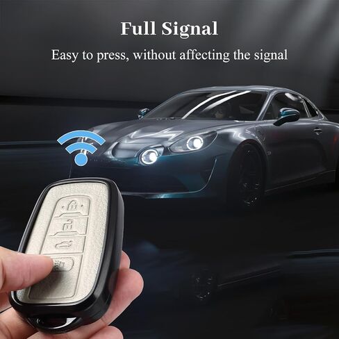 for Toyota Key Fob Cover with Keychain, Genuine Aluminum Alloy and Leather Protection Key Case for 2018-2022 Camry RAV4 Highlander Avalon C-HR Prius Corolla GT86 Smart Key Holder, Gray in Saudi Arabia