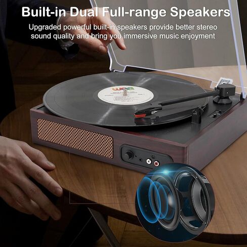 Vinyl Record Player, 3-Speed Belt-Drive Turntable with Stereo Speakers, USB Playback & Recording, Wireless BT Input & Output, Auto-Stop | Pitch Control | RCA | AUX-in | Headphone Jack | Lilac Purple in Saudi Arabia