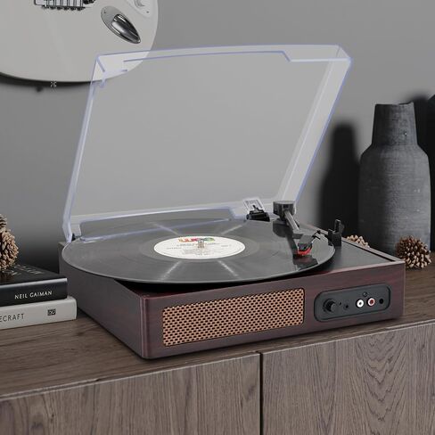 Vinyl Record Player, 3-Speed Belt-Drive Turntable with Stereo Speakers, USB Playback & Recording, Wireless BT Input & Output, Auto-Stop | Pitch Control | RCA | AUX-in | Headphone Jack | Lilac Purple in Saudi Arabia