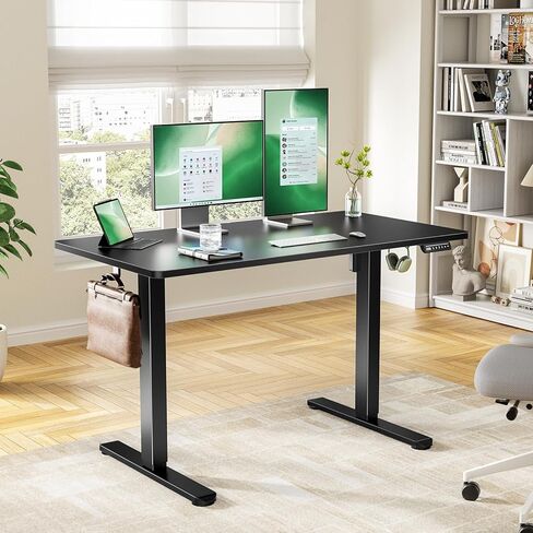 Marsail Electric Standing Desk with One-Whole Piece Desktop,48"x30" Height Adjustable Office Gaming Computer Desk with Deeper Tabletop,Home Office Stand up Desk with 4 Memory Presets,Desk for Bedroom in Saudi Arabia
