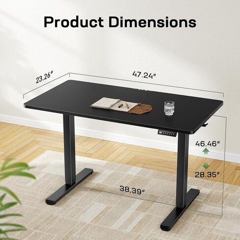 Marsail Electric Standing Desk with One-Whole Piece Desktop,48"x30" Height Adjustable Office Gaming Computer Desk with Deeper Tabletop,Home Office Stand up Desk with 4 Memory Presets,Desk for Bedroom in Saudi Arabia