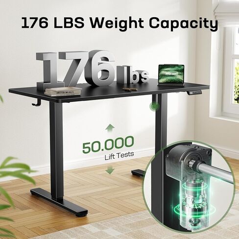 Marsail Electric Standing Desk with One-Whole Piece Desktop,48"x30" Height Adjustable Office Gaming Computer Desk with Deeper Tabletop,Home Office Stand up Desk with 4 Memory Presets,Desk for Bedroom in Saudi Arabia
