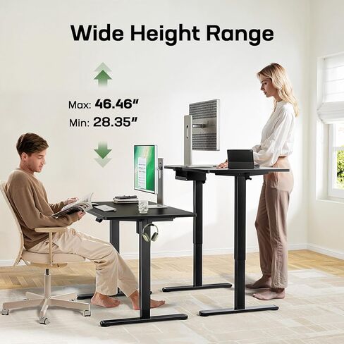 Marsail Electric Standing Desk with One-Whole Piece Desktop,48"x30" Height Adjustable Office Gaming Computer Desk with Deeper Tabletop,Home Office Stand up Desk with 4 Memory Presets,Desk for Bedroom in Saudi Arabia