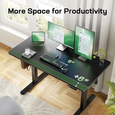 Marsail Electric Standing Desk with One-Whole Piece Desktop,48"x30" Height Adjustable Office Gaming Computer Desk with Deeper Tabletop,Home Office Stand up Desk with 4 Memory Presets,Desk for Bedroom in Saudi Arabia