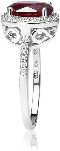 Ice Gems Sterling Silver Simulated Ruby and Cubic Zirconia Round Halo Ring in Kuwait