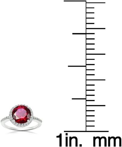 Ice Gems Sterling Silver Simulated Ruby and Cubic Zirconia Round Halo Ring in Kuwait
