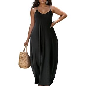 Nhicdns Women's Summer Plus Size Hawaiian Dresses Tie Dye Spaghetti Strap Maxi Dress Beach Boho Casual Sundress