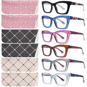 SIGVAN Oprah Style Reading Glasses for Women, Blue Light Blocking Oversized Square Computer Readers with Spring Hinge