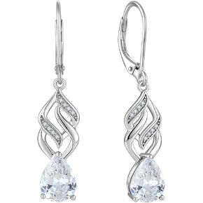 Infinity Twisted Dangle Drop Earrings for Women, 925 Sterling Silver Teardrop Birthstone Earrings with Leverback Jewelry