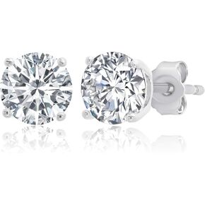 MAX + STONE Plated Sterling Silver Cubic Zirconia Stud Earrings (Round & Princess)