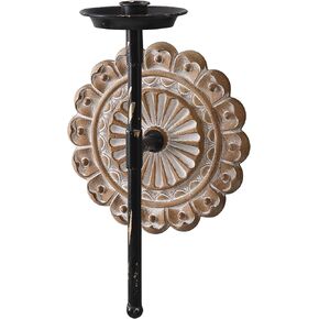 حامل شموع معلق لمزرعة SOFE، شمعدان جداري مع منحوتة زهور خشبية، حاملات شمعدان مدببة لتزيين الحائط من الحديد المطاوع، غرفة المعيشة، ديكور المدخل in Kuwait