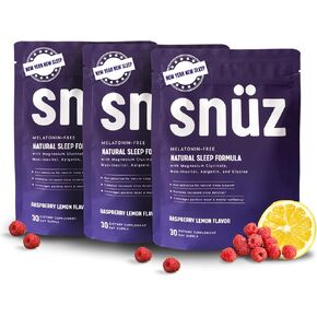 Natural Sleep Support Supplement with Magnesium Glycinate, Myo Inositol, Apigenin & Glycine, Melatonin Free, Sleep Support for Adults, Non GMO, Gluten Free, Vegan, Raspberry Lemon Flavor, 30 Svgs