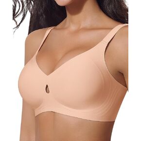 Ganado Wireless Bras for Women Cut Out Seamless Push Up Comfortable Bras No Underwire T Shirt Bra Padded Supportive Bralette