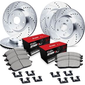 R1 Concepts Front Rear Brakes and Rotors Kit |Front Rear Brake Pads| Brake Rotors and Pads| Optimum OEp Brake Pads and Rotors |Hardware Kit WGUH2-39046