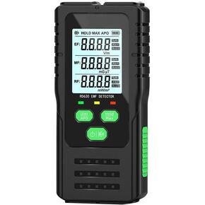 Advanced EMF Detector for Home and Personal Use - Measures Electric Fields, Magnetic Fields, and RF Radiation with High Accuracy - Portable, User-Friendly Design with Clear Digital Display, Black