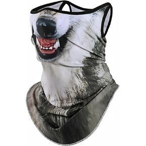 Cute Bandana Face Mask, 3D Animal Neck Gaiter Face Mask Scarf with Ear-Hanging for Ski Hiking Riding Sports Outdoor