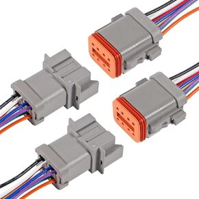 2 Pairs DT 8 Pin Connector DT Automotive Waterproof Electrical Connector 8 Way Male Female Plug Wiring Harness 16 AWG Wire Connectors for Car Truck Boat Motorcycle