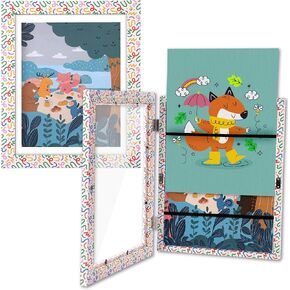 Hippo Creation Changeable Kids Artwork Frames Star Pattern - Art Storage & Art Display for Kids Artwork, Holds 80 Artworks, 8.5x11", Magnetic Lock, Elastic Band, Hanging Hooks & Stand for Home Decor