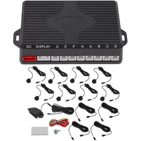 Motoforti Car Auto Vehicle Reverse Backup Radar System Reverse Parking Sensors Distance Detection Silver Tone 8 Parking Sensors