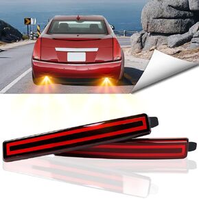 Full LED Rear Bumper Reflector Lights Kit for Cadillac CTS Sedan/GMC Acadia/Buick Enclave/Chevy Equinox/for Pontiac Sunfire Tail Brake Fog Lamps Daytime Running Light Turn Signal (Smoke)