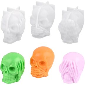 Sakolla 3D Skull Resin Molds, Hear-no, Speak-no, See-no 3 Pcs Skull Silicone Molds for Epoxy Resin Crafts, Candle Making, Home Decor, Halloween Home Decoration