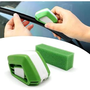 Pack-1 Car Windshield Wiper Repairer, 2.55" x 1.73" x 1.45" Smart Non-destructive Repair Tool with Cleaning Sponge, ABS Easy-grip Wiper Quick Repairer, Universal for Most Cars (Green & White)