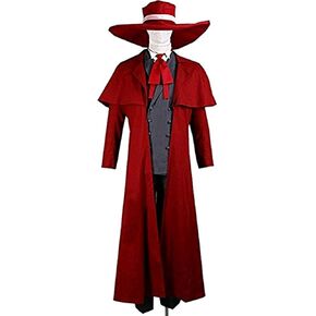Halloween Anime Party Alucard Uniform Cosplay Costume Red (Men M)