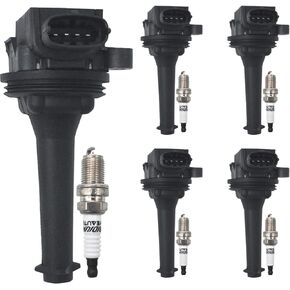 UF341 Ignition Coil Pack 30713416 and Iridium Spark Plug Set Of 5 Fit For Volvo S60 2001-2009,V70 1999-2007,C70 1999-2005,S70 1999 2000,XC70 2003-2007,S80 2004-2006,XC90 2003-2006 2.3L 2.4L 2.5L L5
