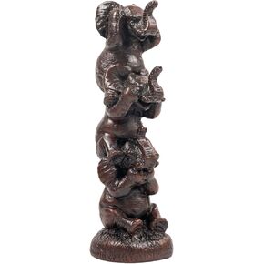 IYARA CRAFT Resin Figurines feng Shui Elephant Decor Hear-No, See-No, Speak-No Evil Stacked Elephants Collectible Statue, 10 Inch, Polyresin for Homes Table Decorations Statues Art Perfect for Gift.