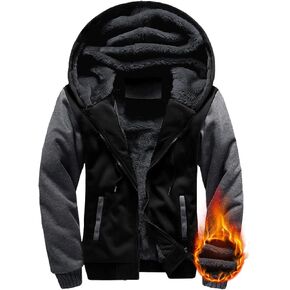 Little Beauty Hoodies for Men Zipper Jacket Fleece Sherpa Lined Winter Wool Heavyweight Sweashirts
