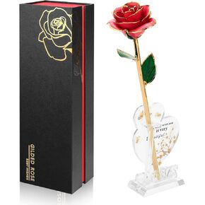 Gold Dipped Rose Real 24K Gold Rose, Genuine One of a Kind Rose Hand Dipped in 24K Golden Roses Romantic Gifts for Women in Her Birthday Anniversary Valentines Day Mothers Day
