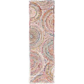 SAFAVIEH Cape Cod Collection Runner Rug - 2'3" x 8', Beige & Multi, Handmade Boho Braided Circles Jute & Cotton, Ideal for High Traffic Areas in Living Room, Bedroom (CAP203B)