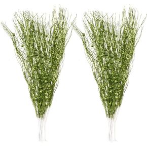 SLK 16-Pack Artificial Glitter Berry Stem Ornaments, Christmas Decorative Glittery Twigs, Picks, Branches for Tree, Wreath, Small Vase, Halloween Party (White)