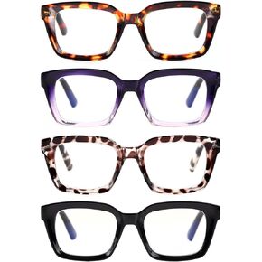 TERAISE 4Pack Cat Eye Reading Glasses for Women,Trendy Designer Unique Glasses Frame Pattern,Fashion Oversized Ladies Readers