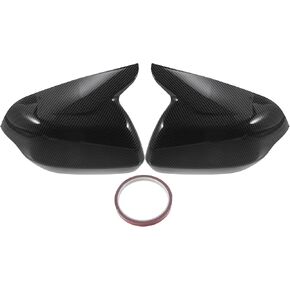 X AUTOHAUX Pair Car Rear View Driver Passenger Side Mirror Cover Cap Overlay Black Carbon Fiber for Ford Mondeo Fusion 2022 Mirror Guard Covers Exterior Trims