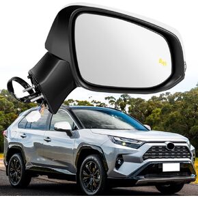 مرآة جانبية للسائق الأيسر تناسب Toyota RAV4 2019 2020 2021 2022 2023 2024، مرآة الرؤية الخلفية مع زجاج الطاقة، ساخنة، إشارة الانعطاف، قابلة للطي يدويًا واستبدال النقطة العمياء 879400R271 (أبيض، 8 دبابيس) in Kuwait