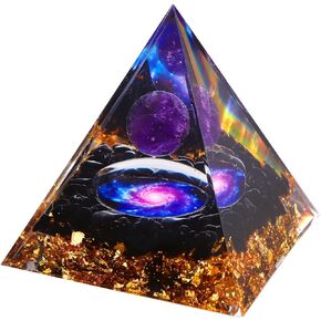 Orgone Pyramid for Positive Energy, Orgonite Pyramid Amethyst Crystal for Attract Lucky Spiritual Gifts Crystals and Healing Stones, Crystale Gifts for Healing