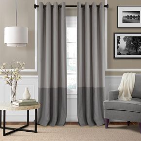Elrene Home Fashions Braiden Color-Block Blackout Window Curtain, Single Panel, 52 in x 95 in (1 Panel), Navy