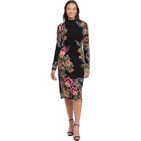Maggy London Women's Mock Neck Midi Dress with Ruching