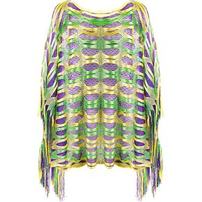 Mardi Gras Shawl Scarf Poncho Outfits for Women Mardi Gras Outdoor Party Holiday Masquerade Costume Accessories