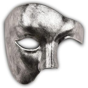 LKITMIUT Mens Mask Masquerade Mask Phantom of The Opera Half Face Mask Half Face Halloween Costume Party Mask Mardi Gras Mask (Antique Silver)