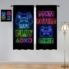 GY Gamepad Gamer Curtains, Decor Curtains Video Games Controller Window Curtain Drape Rod Pocket Top Blackout Curtains/Drapes 42x45 Inch