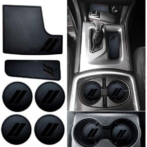for Dodge Charger Accessories 2015-2021 Anti Dust Cup Holder Inserts, Door Pocket Liners & Center Console Liner Mats Premium Custom Interior(22pcs Set,Black Trim)