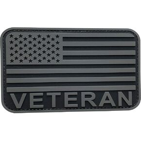 Veteran Patch PVC 3x5 inches Subdued Gray US Military Army Combat Veteran Flag Patch for Tactical Vest Jackets (Gray, L5 x3)